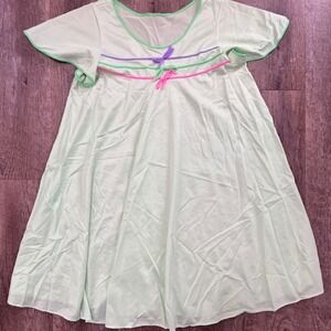 Vintage 80's Lorraine lime green nightgown and robe set size XS Peignoir